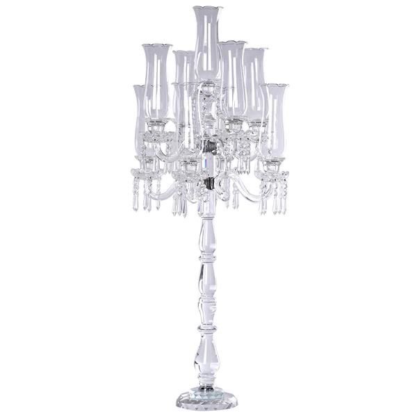Elegant 9 Arms Grand Crystal candelabra, premium quality luxury crystal candelabra designed for upscale hotel lobbies, event spaces and formal dining areas